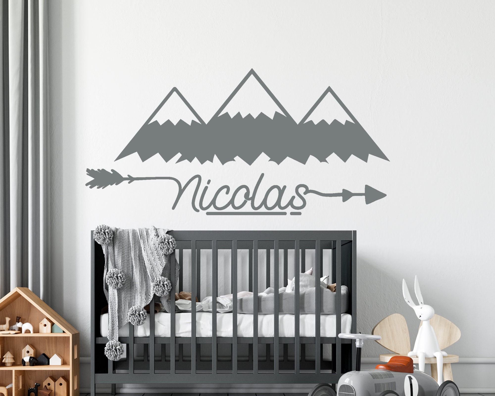 Mountain wall decal boy name decal nursery wall decal Etsy