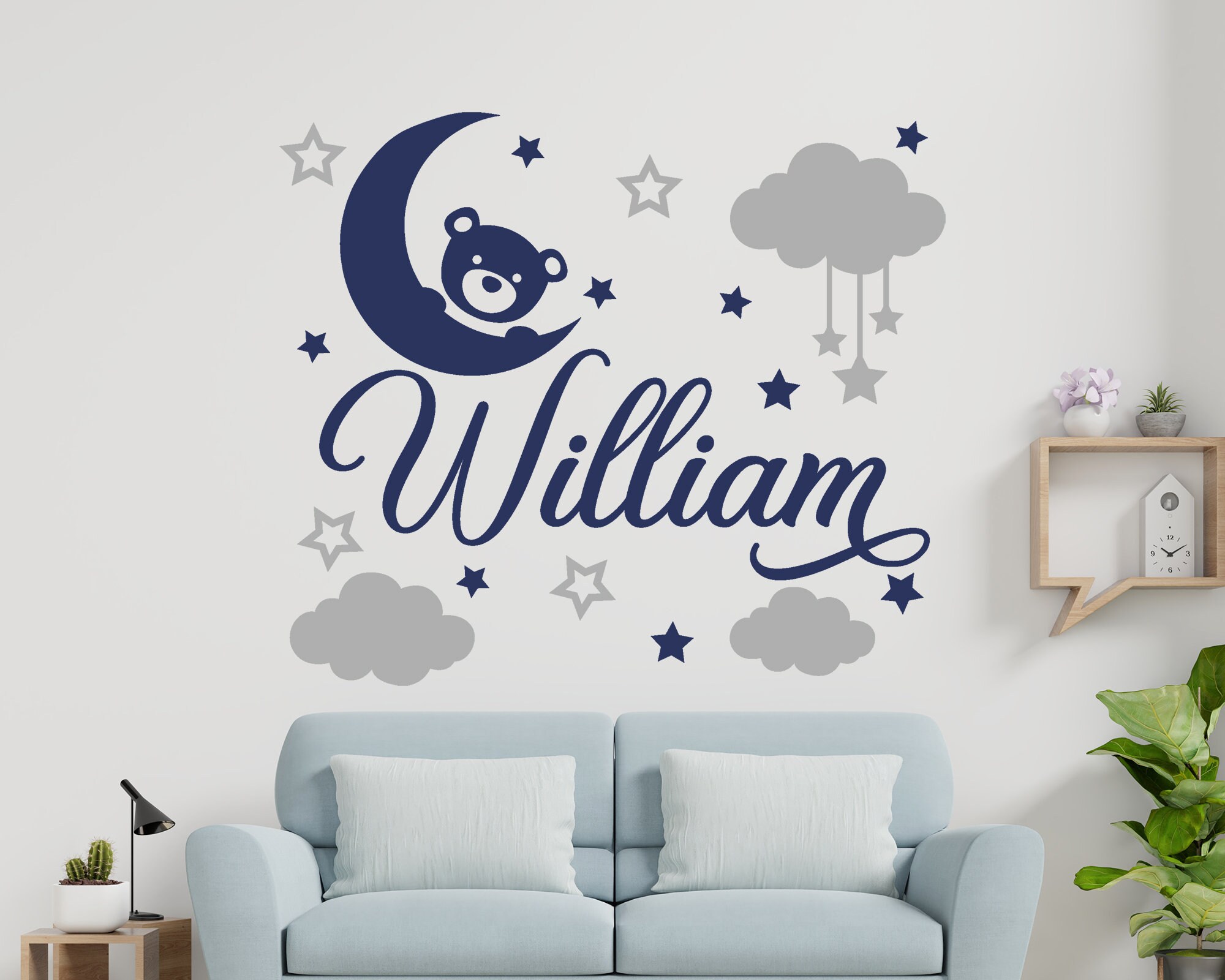 Boy Name Wall Decal Baby Room Decor Bear Decal Boy Room - Etsy