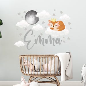 Personalized Fox Girl Name Wall Decal: Watercolor Animal Nursery Vinyl Decor