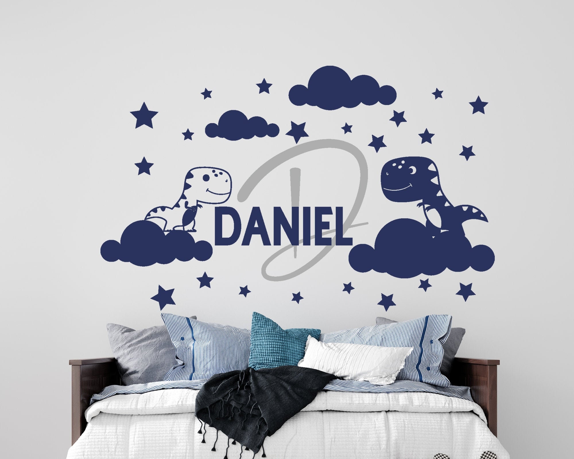 Boy Name Wall Decal Baby Room Decor Dinosaur Decal Boy Room Etsy