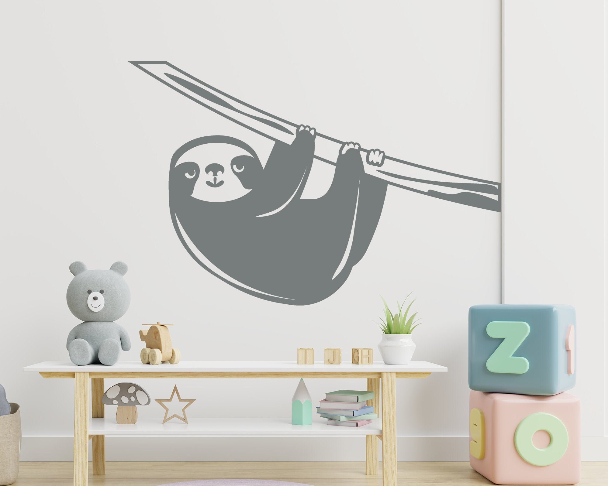 Sloth wall decal animal decal nursery decor boy sloth with Etsy