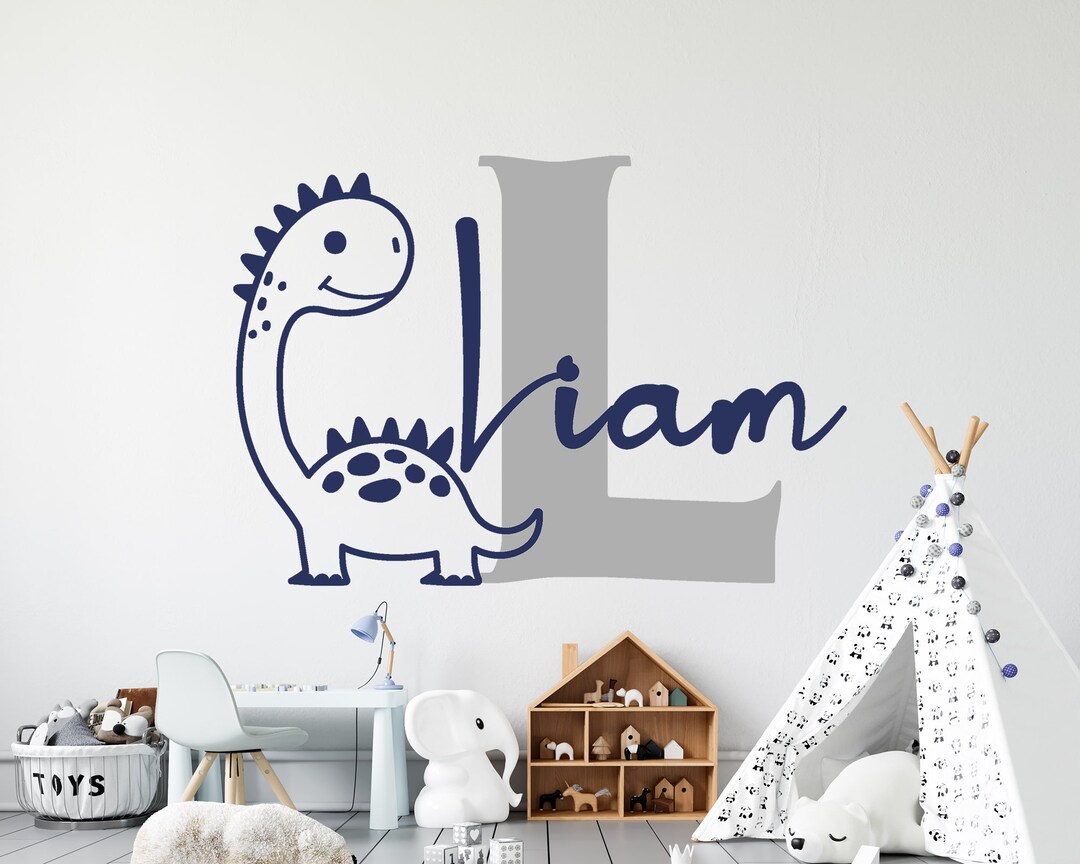 Name Wall Decal Dinosaur Decal Baby Room Decor Boy Name Etsy