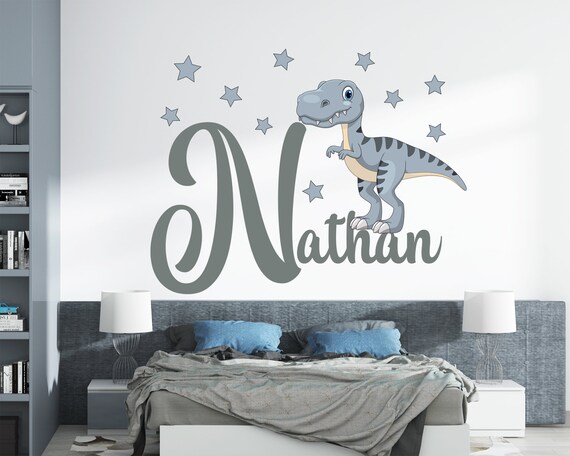 Raptor Dinosaurier Name Wandaufkleber, Benutzerdefinierte Vinyl Aufkleber, Personalisierte Kinderzimmer Dekor, Jurassic Thema, Schlafzimmer Dekoration - Österreich
