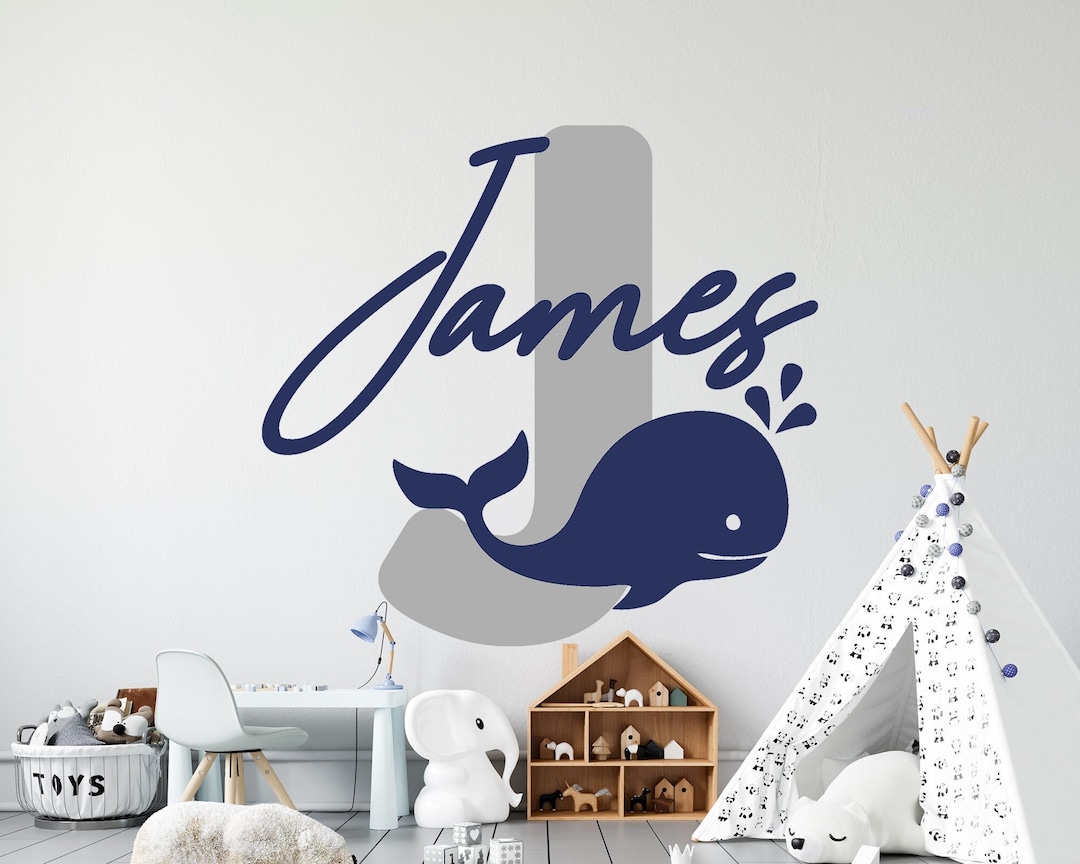 Whale Custom Kids Name Wall Decal Nautical Sticker Nursery Boy Decor whale-custom-kids-name-wall-decal-nautical-sticker-nursery-boy-decor