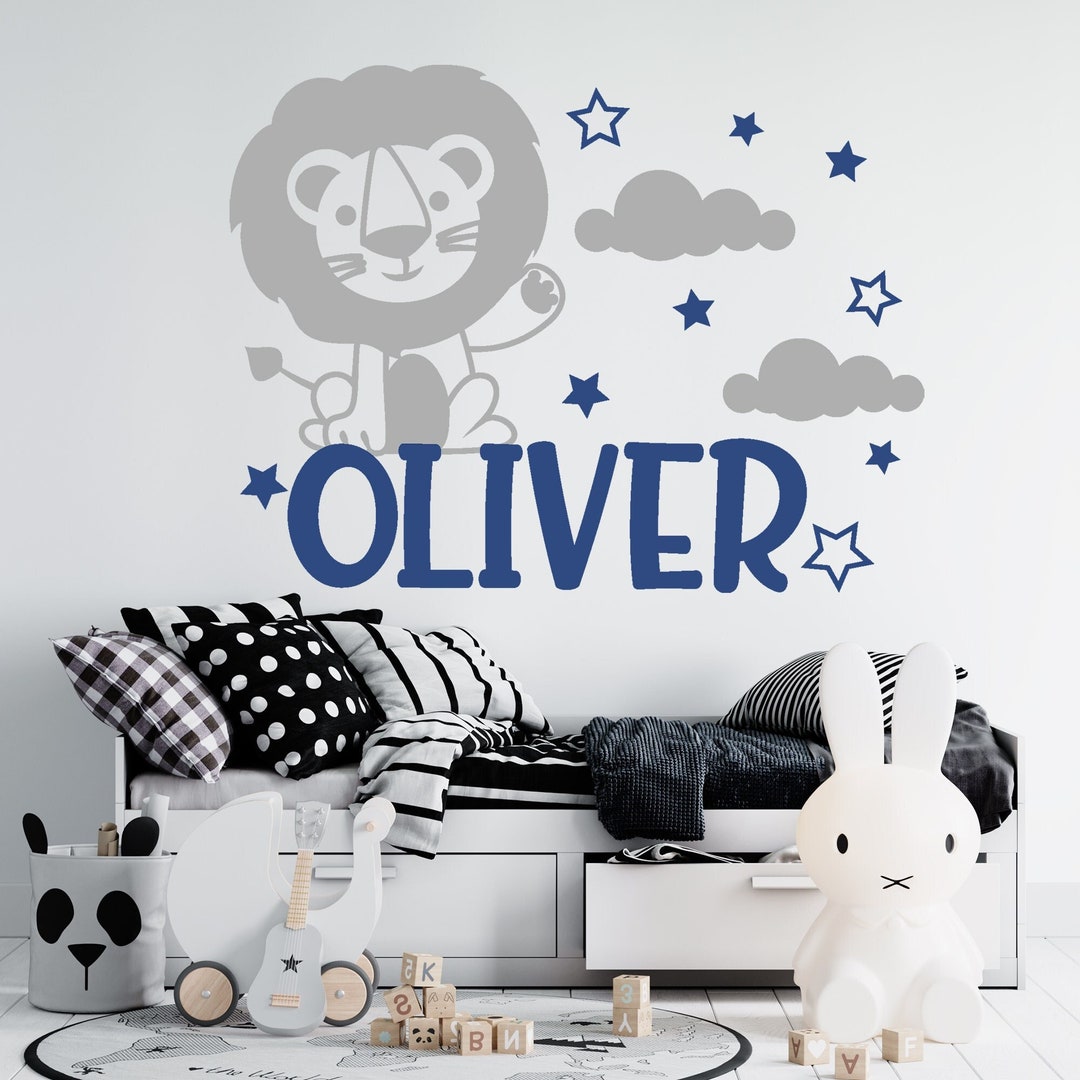 Boy Name Wall Decal Kids Room Decor Lion Decal Baby Room - Etsy