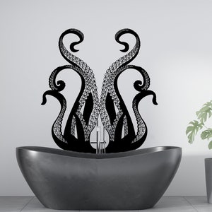 Large octopus tentacles wall decal bathroom decor, kraken tentacles vinyl wall sticker for home, nautical theme decal bedroom wall decor