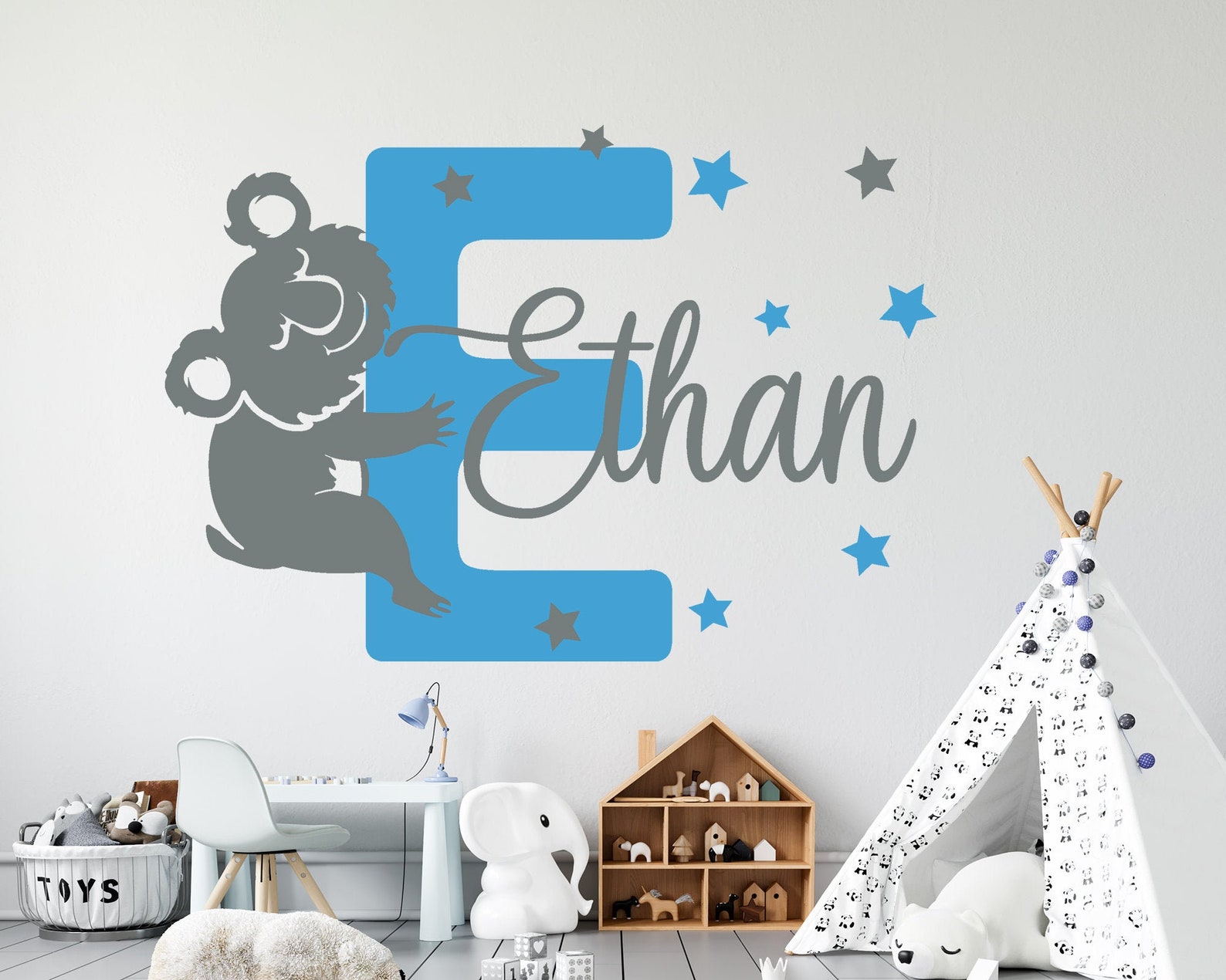 Boy name wall decal kids room decor sloth decal baby room | Etsy