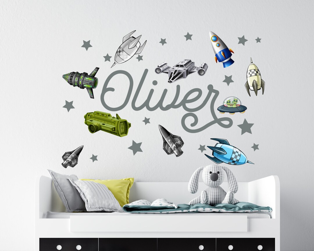 Space Wall Decal, Boy Name Vinyl Sticker, Kids Room Decor, Space ...