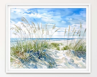 Dune Grasses Watercolor Painting Print: Archival Ink, Somerset Velvet Paper, Optional Frame