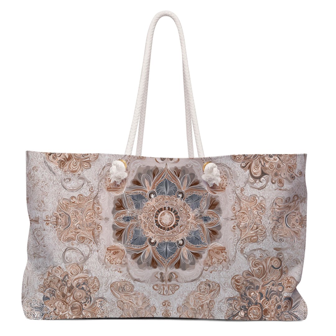 Weekend Tote With Bohemian Design Art : Boho Oversized Rope Handle ...