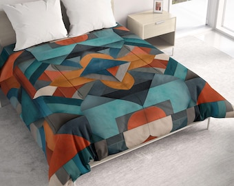 Comforter with Bohemian Design Art: Lightweight Cotton or Polyester Microfiber Boho All Seasons Bedding, 112