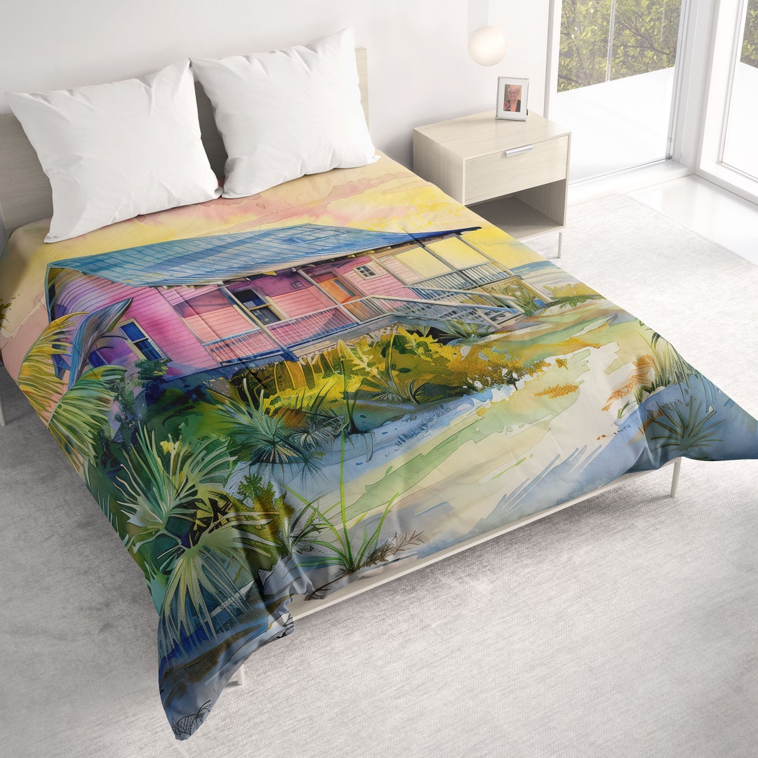 Beach Pink Pattern Print Bed Set Quilt