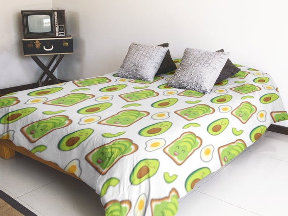 Cute Microfiber Avocado Duvet Cover Avocado Toast Duvet Etsy