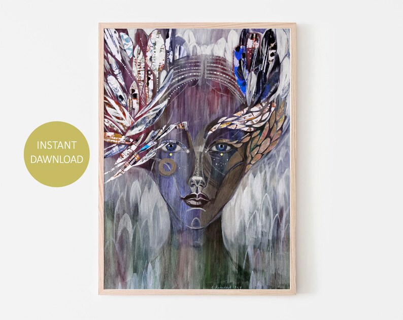 Figurative Wall Art Portrait Print Face Printable Large Etsy