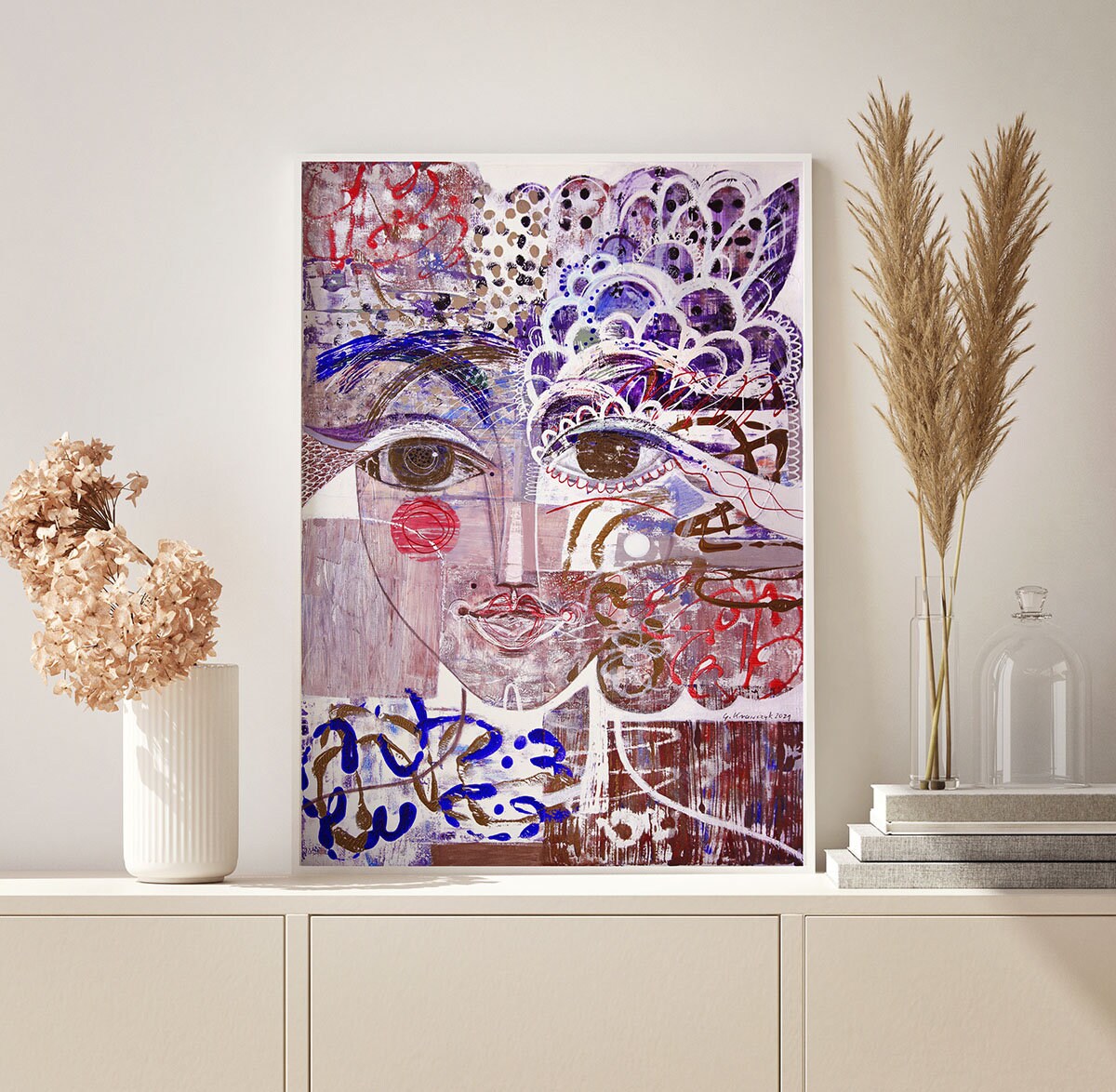 Figurative Wall Art portrait print face printable large Etsy