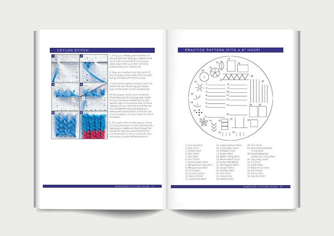 Hand Embroidery Stitches Guide PDF Download How to Stitch - Etsy Australia