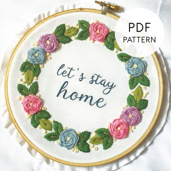 Hand Embroidery Pattern Pdf Floral Simple Embroidery Pattern Etsy