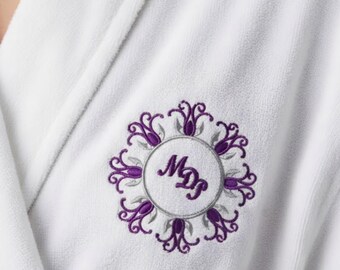 Custom Monogram Embroidery Design - Ornate Floral Scroll Circular Frame - Digitized Monogram Design Set-Up