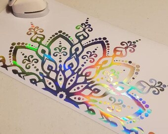 Mandala Car decal | Holographic Mandala Sticker | Half Mandala | Mandala Vinyl Decal Sticker | Flower Decal | Decorative Car Decals