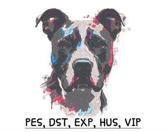 Pretty Pitty With Backsplash - Instant Digital Download - Pitbull Embroidery File