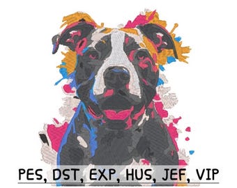 Pretty Pitty With Backsplash - Instant Digital Download - Pitbull Embroidery File
