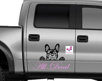 Bulldogge, die Autoaufkleber guckt | Frenchie Liebhaber Geschenk
