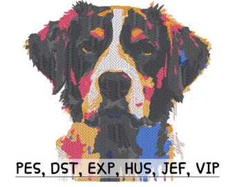 Colorful Bernese Mountain Dog - Instant Digital Download - Embroidery File
