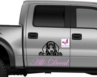 Dachshund Peeking Dog Car Decal | Glossy Vinyl Pet Decal