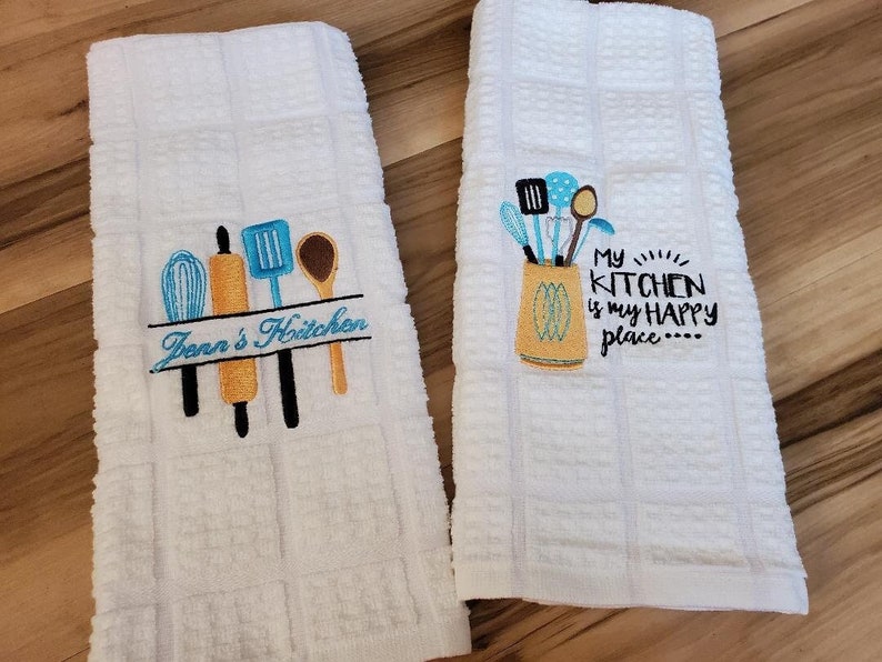 Custom Embroidered Kitchen Towels Personalized Kitchen - Etsy