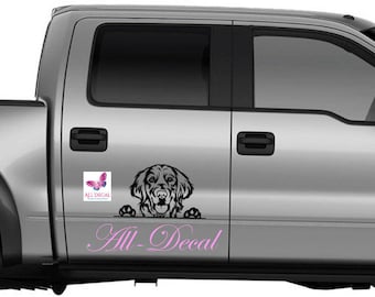 Golden Retriever Peeking Dog Car Decal | Oracal 651 Vinyl