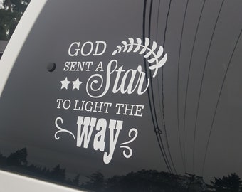 Religious Quote Car Decal, God Sent A Star Window Sticker