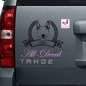 Custom Bull Terrier Car Decal With Your Pets Name | Dog Decal | Pet Decal