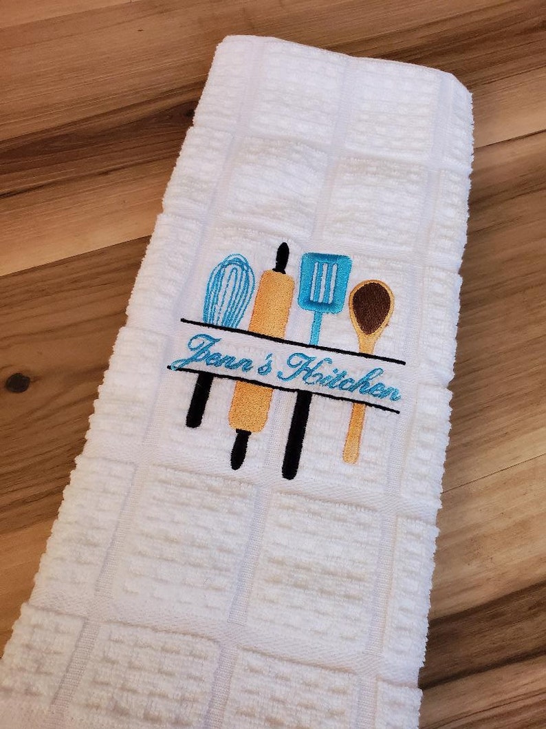 Custom Embroidered Kitchen Towels Personalized Kitchen - Etsy