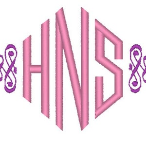 Custom Digitizing Monogram Set Up - Custom Digitized Monogram  - Custom Embroidery Digitizing for Monogram Initials - Diamond 2