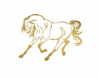 Calcomanía de caballo ecuestre / Adhesivo brillante para coche o portátil