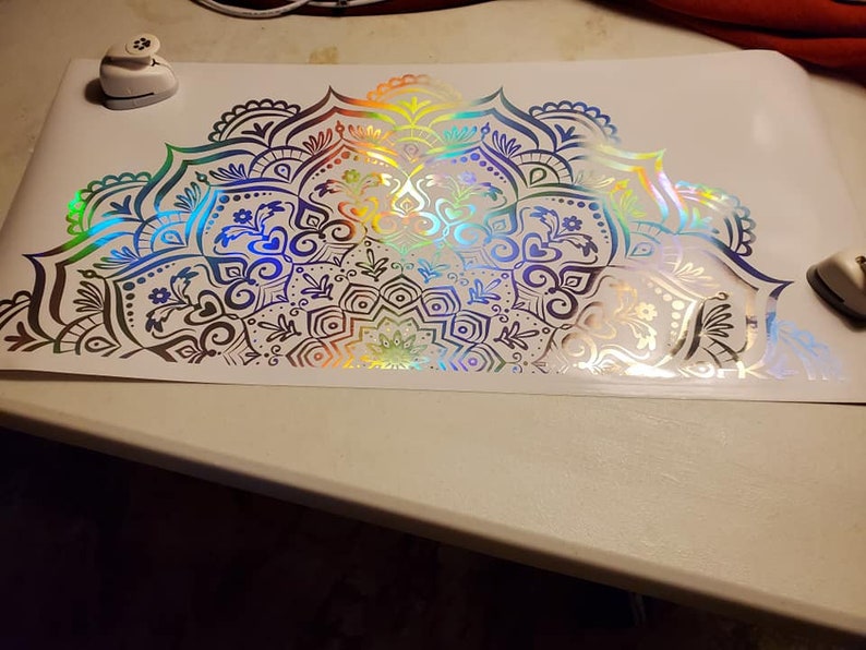 Mandala Car decal Holographic Mandala Sticker Half Mandala | Etsy