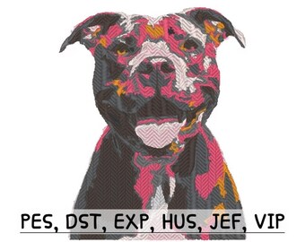Smiling Pitbull Face - Instant Digital Download - PES Embroidery Design
