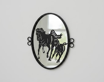 Calcomanía de caballo y potro / Adhesivo ecuestre para coche o portátil