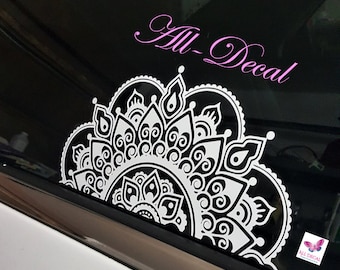 Mandala Car Decal | Half Mandala Vinyl Sticker | Decorative Flower Decals