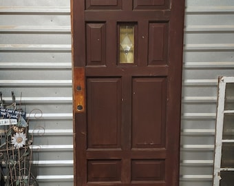Vintage Wooden Entry Door: Mid Century Sealed Speakeasy Window ( 35 3/4" x 79 1/4" )