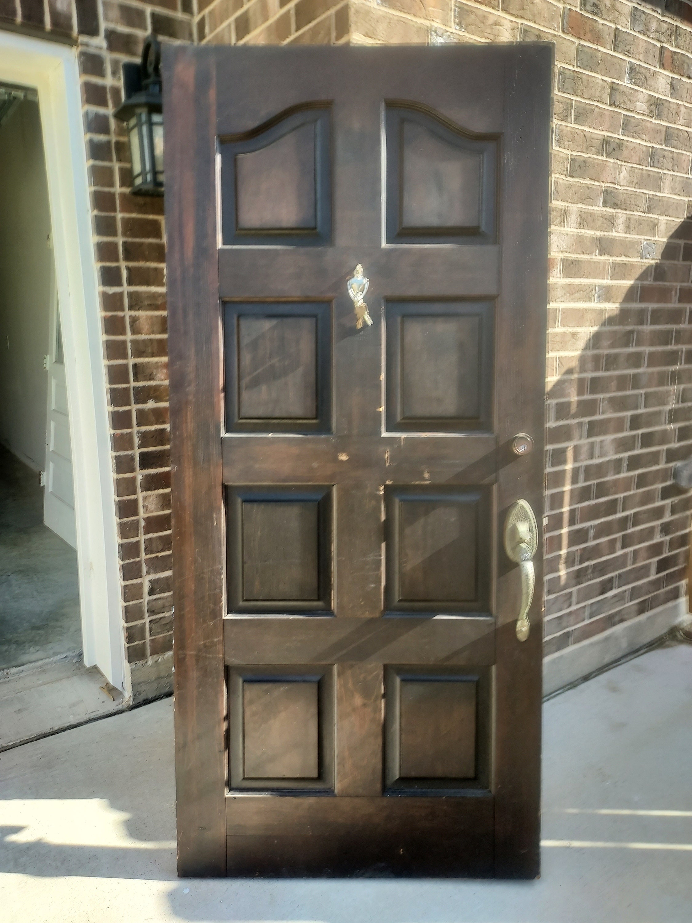 Vintage Mid Century Front Entry Door, Old Carved 8 Panel