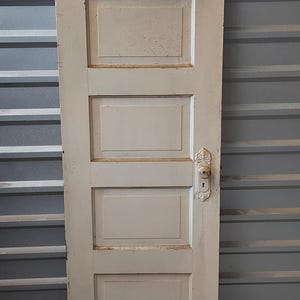 Old Reclaimed Antique 1903 Five Panel Solid Wood Interior Door, Pantry Door, Architectural Salvage, 24&quot; x 79&quot;