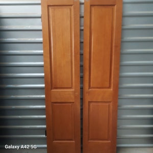 Pair of Vintage Interior Mid Century Modern Wooden Double French Doors! Architectural Salvage, 36&quot; x 80&quot;