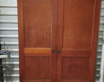 Vintage Pocket Slider Double Doors: Solid Wood 2 Panel Interior (Architectural Salvage )