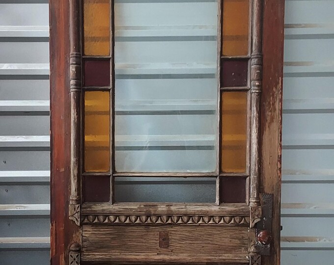 1895 Victorian Style Antique Stained Glass Front Entry Door, 36" X 84 ...