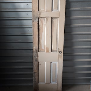Old Reclaimed Antique 6 Recessed Panel Rustic Chippy Paint Wooden Interior Door, Architectural Salvage, 23 7/8&quot; x 79 1/4&quot;