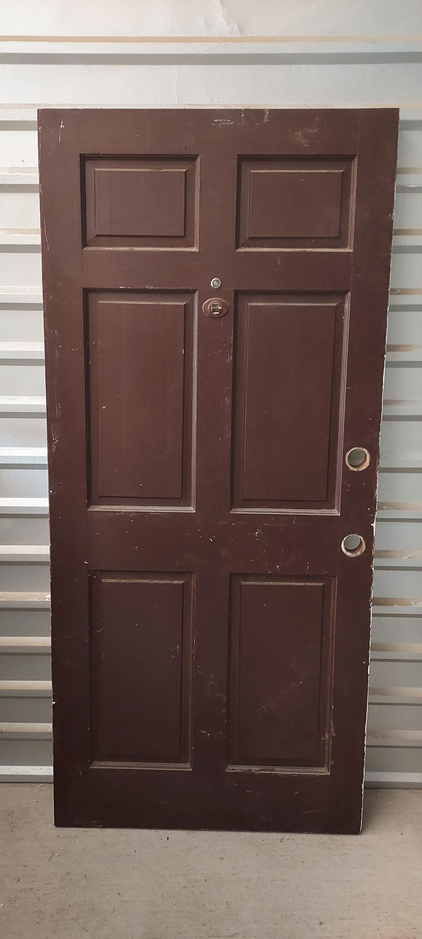 Vintage 6-panel Wood Entry Door: Reclaimed Colonial Architectural
