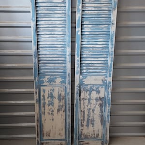 Pair of Vintage Reclaimed Refinished Rustic Louvered Shutter Double French Doors, Bi-Fold Doors, 32&quot; x 78 1/4&quot;, FREE SHIPPING!