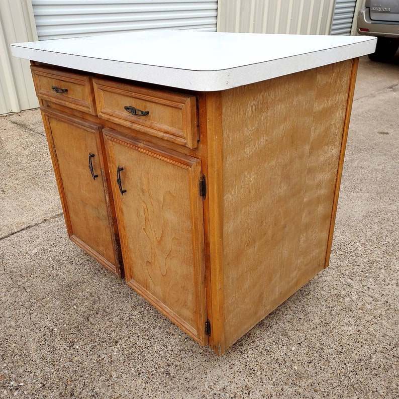 Old Reclaimed 1964 Vintage Mid Century Modern MCM Wooden Kitchen Island ...