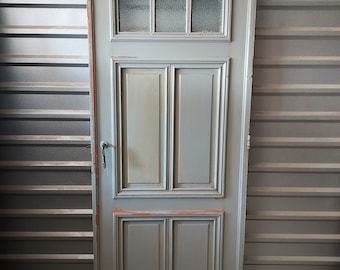 Antique 3-Lite Wooden Old Store Entry Door: Architectural Salvage (33" x 85")